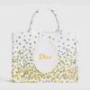 Dior Women Medium Dior Book Tote with Strap Buttercup Dior Embroidery and White Dior Médaillon
