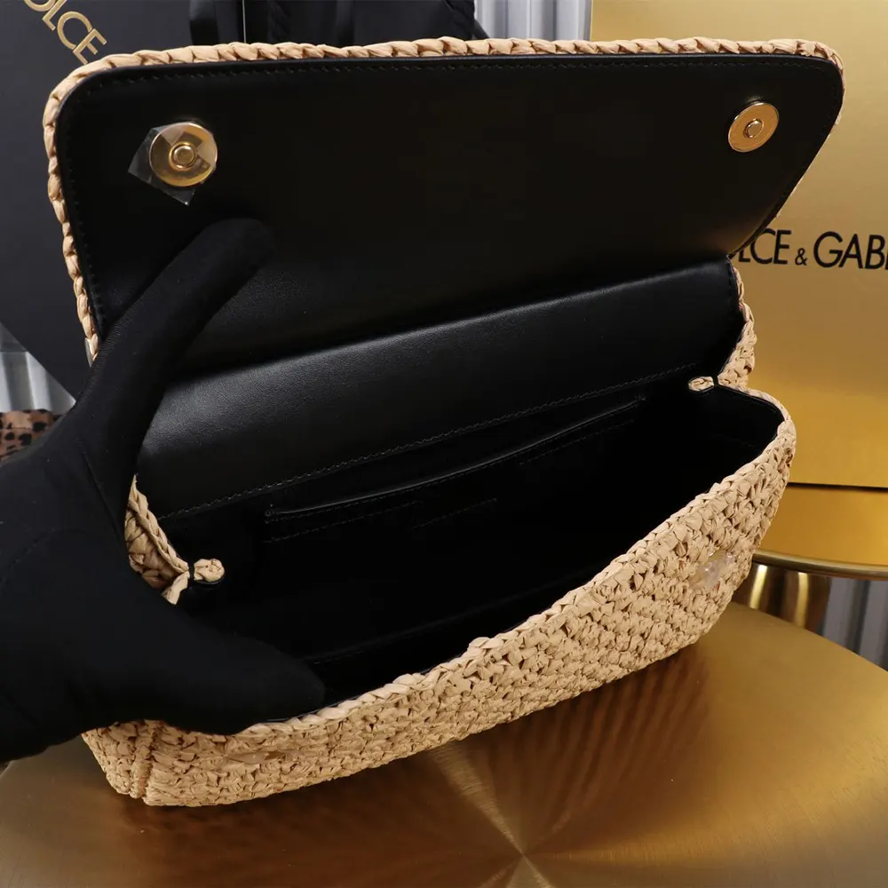 Dolce Gabbana D&G Women Elongated Medium Sicily Handbag in Crochet Raffia BB7652A 9 Dolce Gabbana D&G Women Elongated Medium Sicily Handbag in Crochet Raffia BB7652A