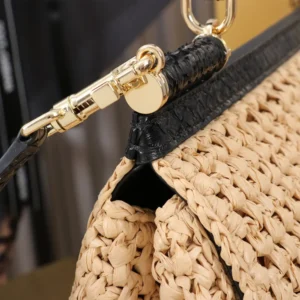 Dolce Gabbana D&G Women Elongated Medium Sicily Handbag in Crochet Raffia BB7652A