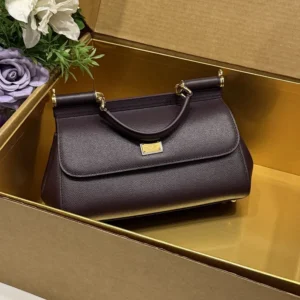 Dolce Gabbana D&G Women Medium Sicily Handbag in Dauphine Ccalfskin-Purple
