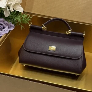 Dolce Gabbana D&G Women Medium Sicily Handbag in Dauphine Ccalfskin-Purple