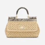 Dolce Gabbana D&G Women Mini Sicily Handbag in Crochet Raffia BB7116A
