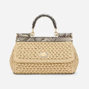 Dolce Gabbana D&G Women Mini Sicily Handbag in Crochet Raffia BB7116A