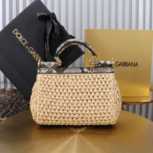 Dolce Gabbana D&G Women Mini Sicily Handbag in Crochet Raffia BB7116A