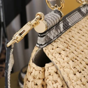 Dolce Gabbana D&G Women Mini Sicily Handbag in Crochet Raffia BB7116A