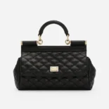 Dolce Gabbana D&G Women Mini Sicily Handbag in Quilted Nappa Leather-Black