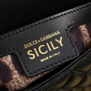 Dolce Gabbana D&G Women Mini Sicily Handbag in Quilted Nappa Leather-Black