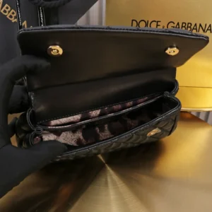 Dolce Gabbana D&G Women Mini Sicily Handbag in Quilted Nappa Leather-Black