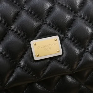Dolce Gabbana D&G Women Mini Sicily Handbag in Quilted Nappa Leather-Black