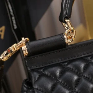 Dolce Gabbana D&G Women Mini Sicily Handbag in Quilted Nappa Leather-Black
