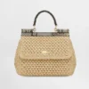 Dolce Gabbana D&G Women Small Sicily Handbag in Crochet Raffia BB6003A