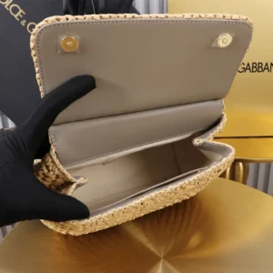 Dolce Gabbana D&G Women Small Sicily Handbag in Crochet Raffia BB6003A