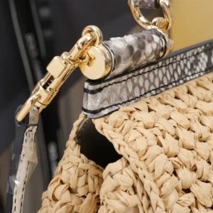Dolce Gabbana D&G Women Small Sicily Handbag in Crochet Raffia BB6003A