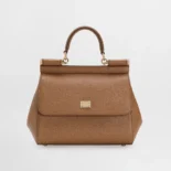 Dolce Gabbana D&G Women Small Sicily Handbag in Dauphine Calfskin-Brown