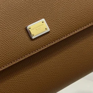 Dolce Gabbana D&G Women Small Sicily Handbag in Dauphine Calfskin-Brown