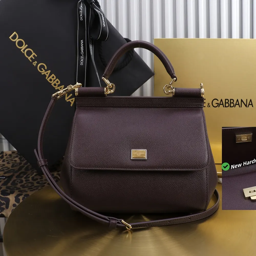 Dolce Gabbana D&G Women Small Sicily Handbag in Dauphine Calfskin-Burgundy 3 Dolce Gabbana D&G Women Small Sicily Handbag in Dauphine Calfskin-Burgundy