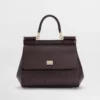 Dolce Gabbana D&G Women Small Sicily Handbag in Dauphine Calfskin-Burgundy