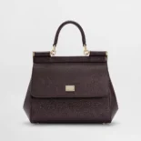 Dolce Gabbana D&G Women Small Sicily Handbag in Dauphine Calfskin-Burgundy