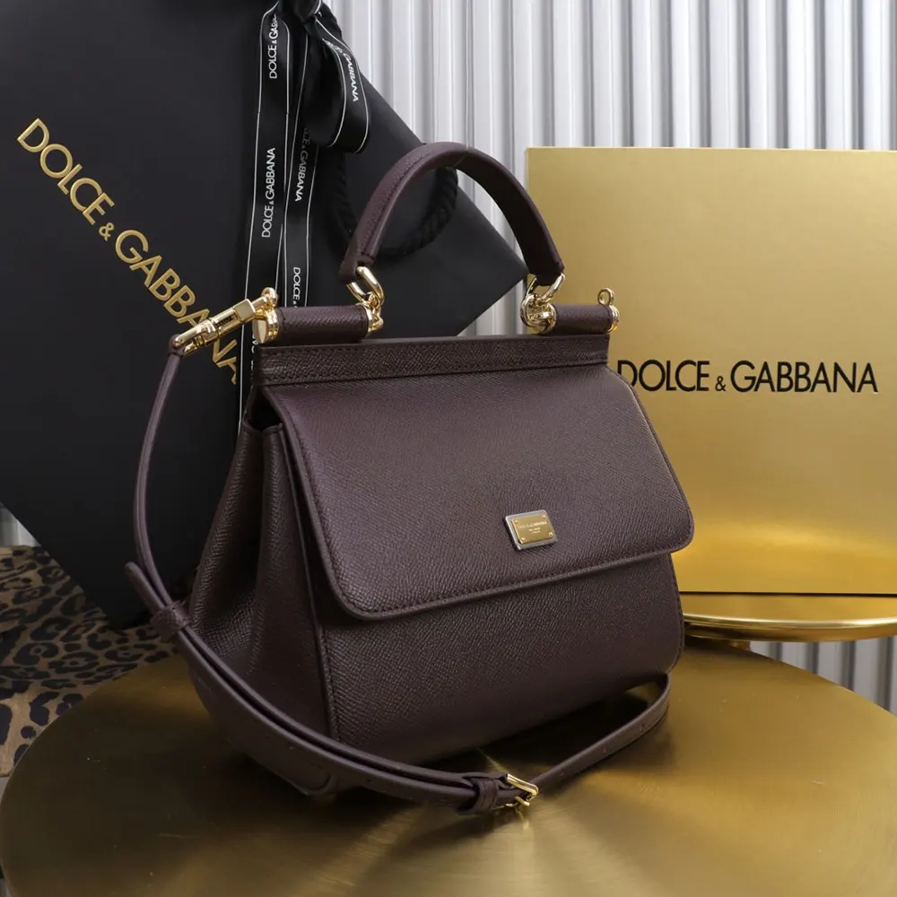 Dolce Gabbana D&G Women Small Sicily Handbag in Dauphine Calfskin-Burgundy 5 Dolce Gabbana D&G Women Small Sicily Handbag in Dauphine Calfskin-Burgundy