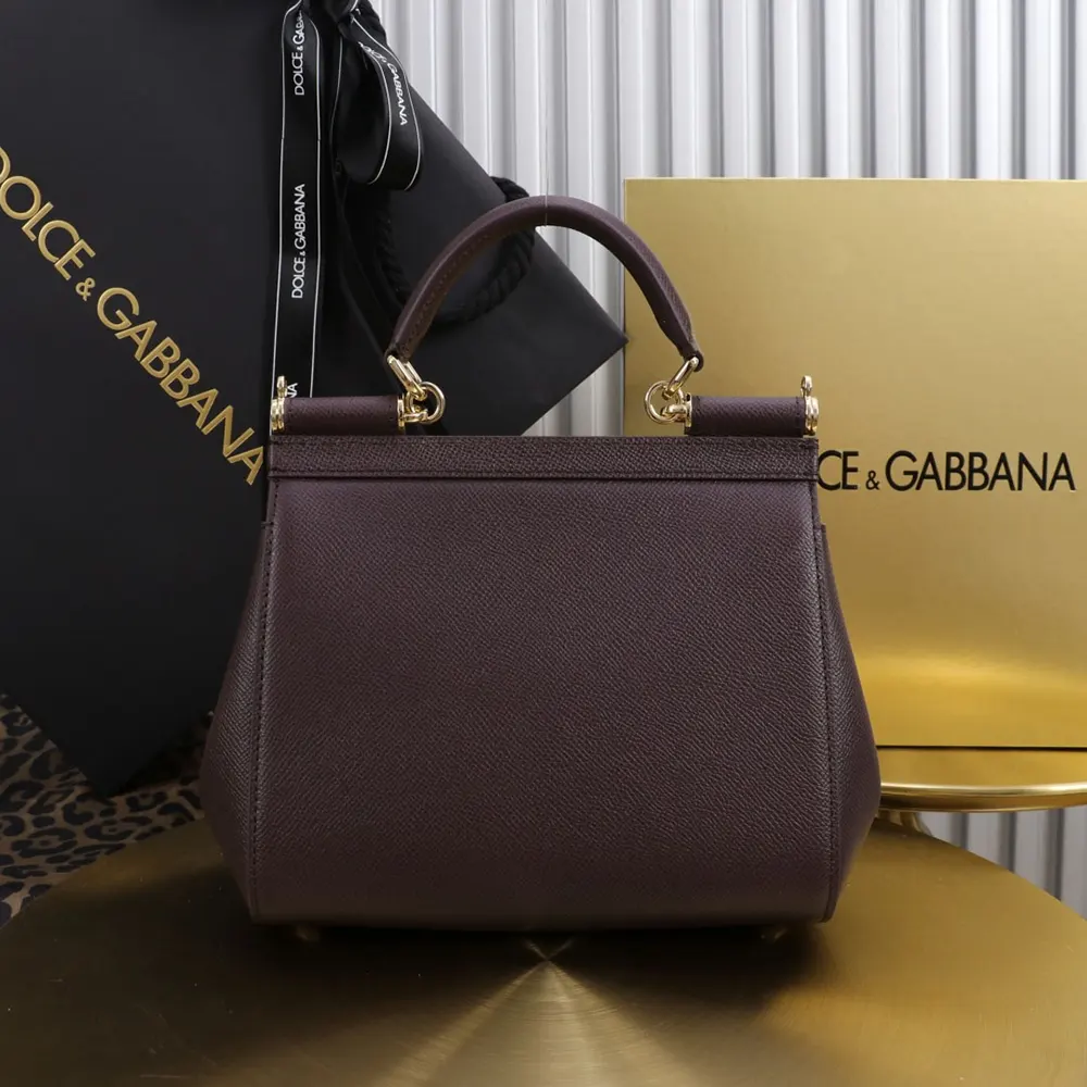 Dolce Gabbana D&G Women Small Sicily Handbag in Dauphine Calfskin-Burgundy 4 Dolce Gabbana D&G Women Small Sicily Handbag in Dauphine Calfskin-Burgundy