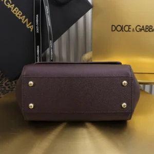 Dolce Gabbana D&G Women Small Sicily Handbag in Dauphine Calfskin-Burgundy