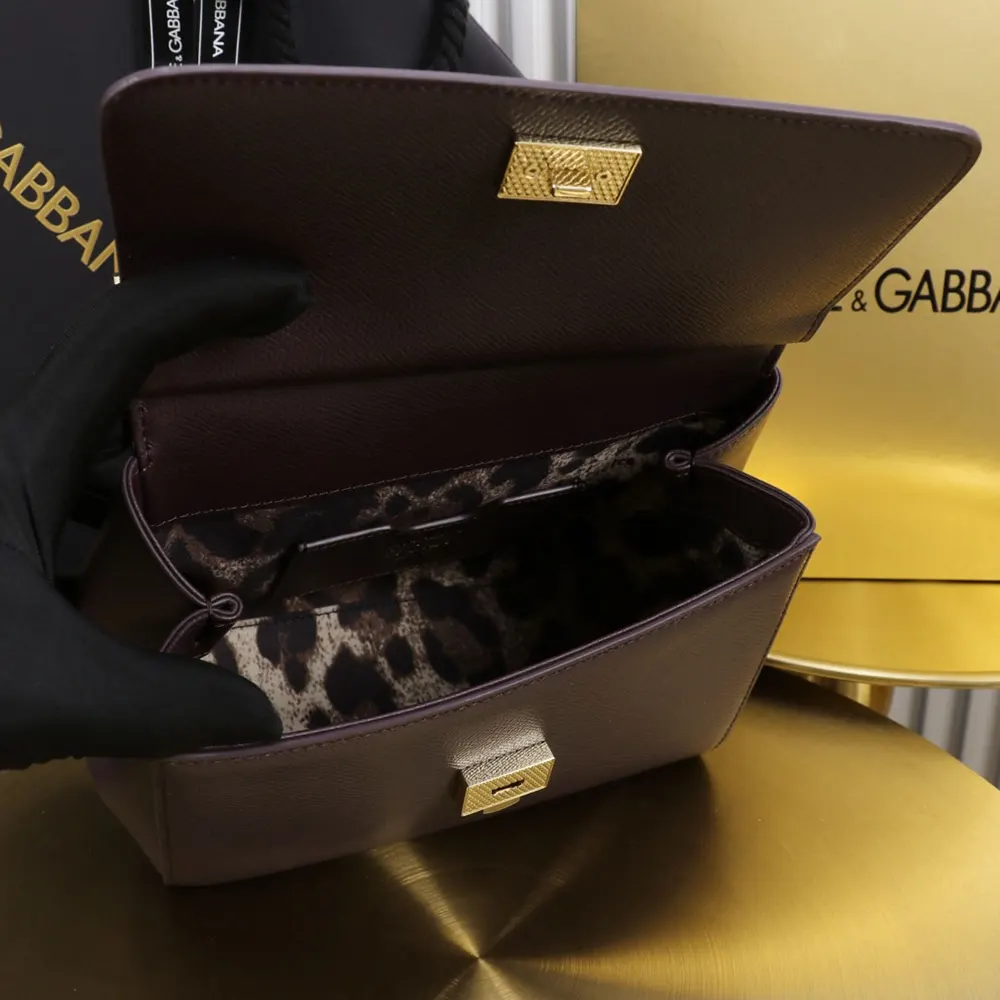 Dolce Gabbana D&G Women Small Sicily Handbag in Dauphine Calfskin-Burgundy 9 Dolce Gabbana D&G Women Small Sicily Handbag in Dauphine Calfskin-Burgundy