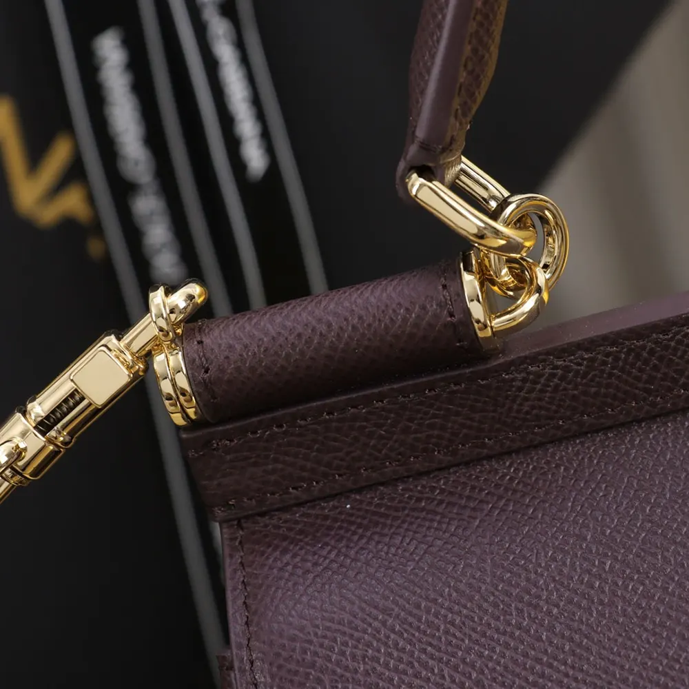 Dolce Gabbana D&G Women Small Sicily Handbag in Dauphine Calfskin-Burgundy 7 Dolce Gabbana D&G Women Small Sicily Handbag in Dauphine Calfskin-Burgundy