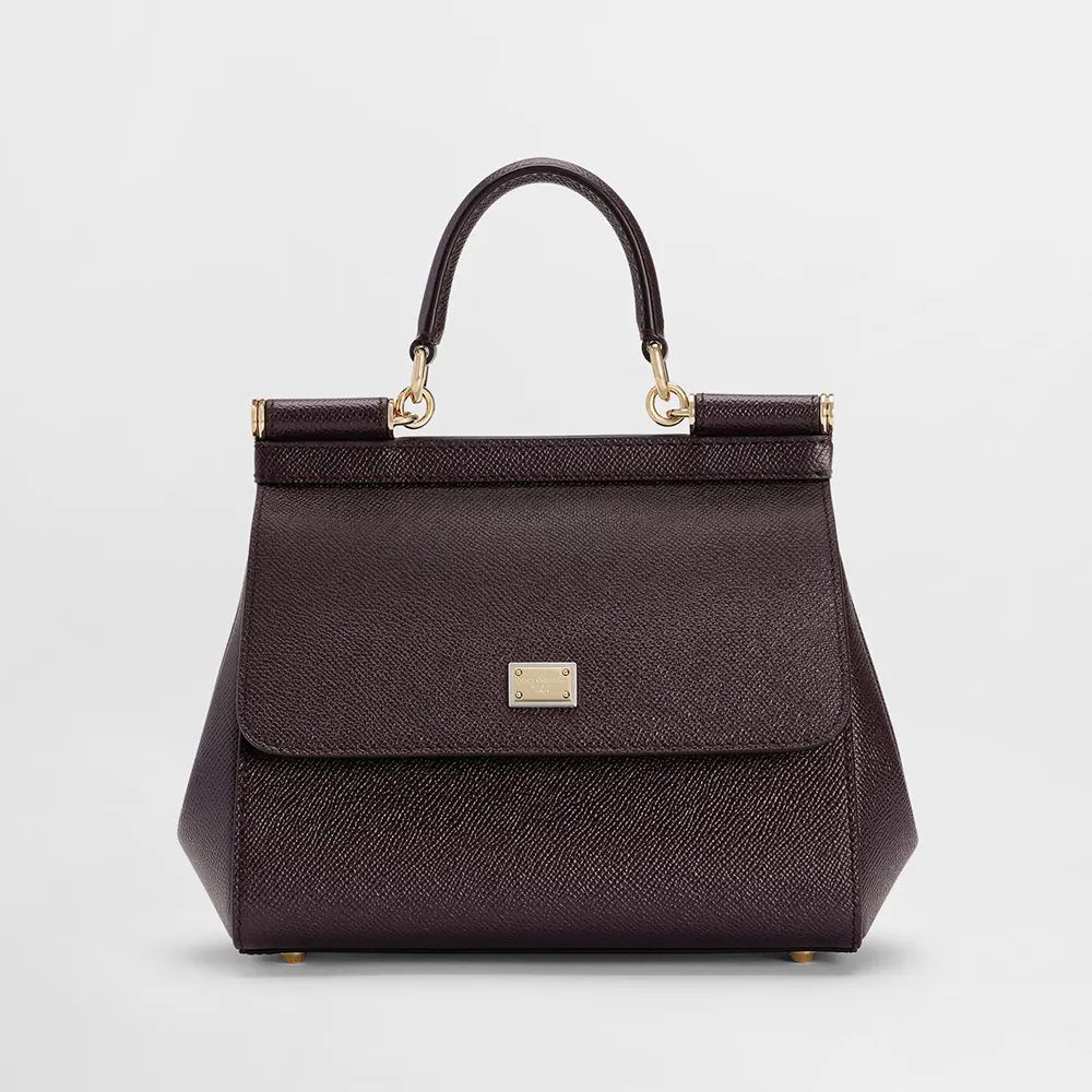Dolce Gabbana D&G Women Small Sicily Handbag in Dauphine Calfskin-Burgundy 1 Dolce Gabbana D&G Women Small Sicily Handbag in Dauphine Calfskin-Burgundy
