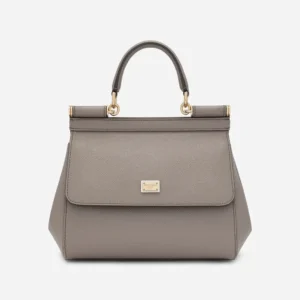 Dolce Gabbana D&G Women Small Sicily Handbag in Dauphine Calfskin-Gray