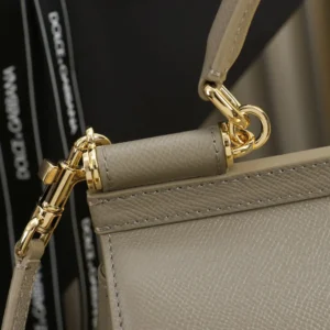 Dolce Gabbana D&G Women Small Sicily Handbag in Dauphine Calfskin-Gray