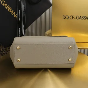 Dolce Gabbana D&G Women Small Sicily Handbag in Dauphine Calfskin-Gray