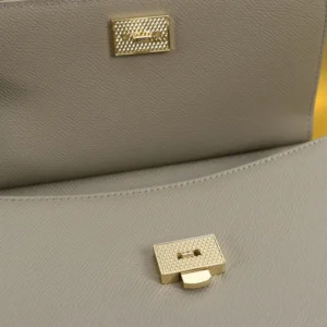 Dolce Gabbana D&G Women Small Sicily Handbag in Dauphine Calfskin-Gray