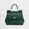 Dolce Gabbana D&G Women Small Sicily Handbag in Dauphine Calfskin-Green
