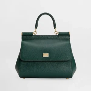 Dolce Gabbana D&G Women Small Sicily Handbag in Dauphine Calfskin-Green