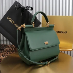 Dolce Gabbana D&G Women Small Sicily Handbag in Dauphine Calfskin-Green