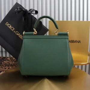 Dolce Gabbana D&G Women Small Sicily Handbag in Dauphine Calfskin-Green