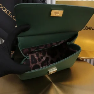 Dolce Gabbana D&G Women Small Sicily Handbag in Dauphine Calfskin-Green