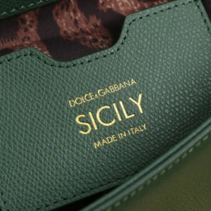 Dolce Gabbana D&G Women Small Sicily Handbag in Dauphine Calfskin-Green