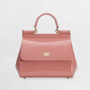 Dolce Gabbana D&G Women Small Sicily Handbag in Patent Leather-Pink