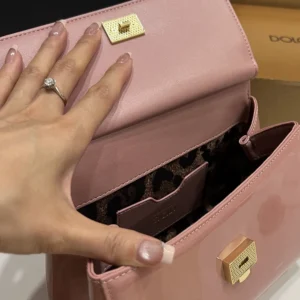 Dolce Gabbana D&G Women Small Sicily Handbag in Patent Leather-Pink