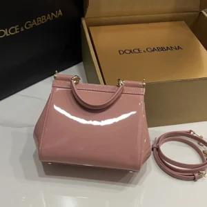 Dolce Gabbana D&G Women Small Sicily Handbag in Patent Leather-Pink