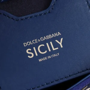 Dolce Gabbana D&G Women Small Sicily Handbag with Majolica Embroidery-Blue