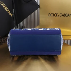 Dolce Gabbana D&G Women Small Sicily Handbag with Majolica Embroidery-Blue