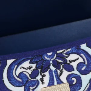 Dolce Gabbana D&G Women Small Sicily Handbag with Majolica Embroidery-Blue