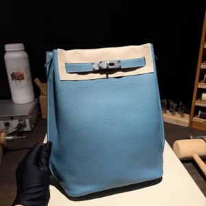 Hermes Unisex Togo So Kelly 22 Palladium Hardware-Blue