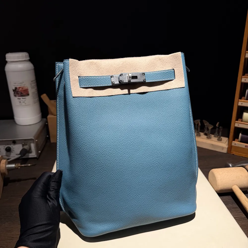 Hermes Unisex Togo So Kelly 22 Palladium Hardware-Blue