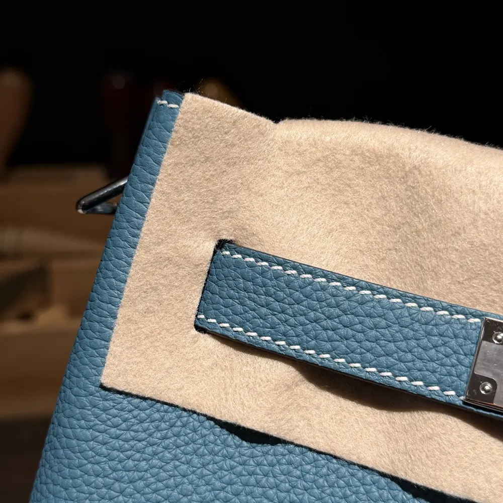 Hermes Unisex Togo So Kelly 22 Palladium Hardware-Blue 9 Hermes Unisex Togo So Kelly 22 Palladium Hardware-Blue