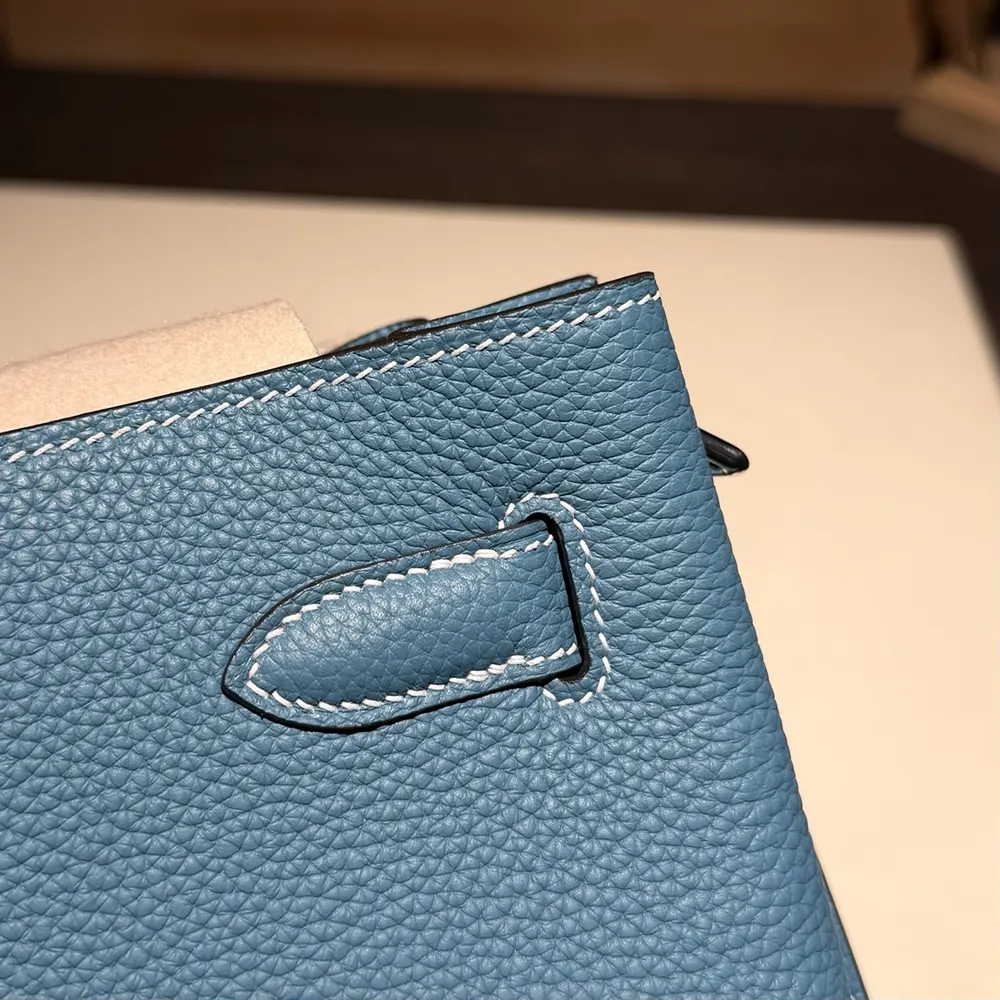 Hermes Unisex Togo So Kelly 22 Palladium Hardware-Blue 7 Hermes Unisex Togo So Kelly 22 Palladium Hardware-Blue