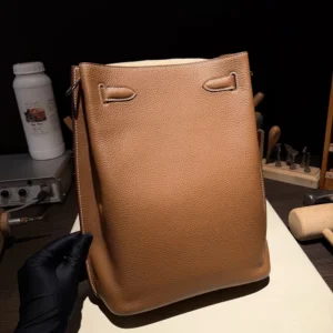 Hermes Unisex Togo So Kelly 22 Palladium Hardware-Brown