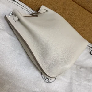 Hermes Unisex Togo So Kelly 22 Palladium Hardware-White